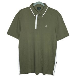 AG Adriano Goldschmied Polo Shirt Mens M Olive Green Button Down Golf Preppy NEW